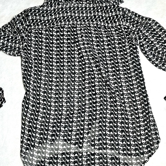 Sheer Elephants black and white blouse new w/out tags , Elephant blouse see thru - Picture 11 of 11